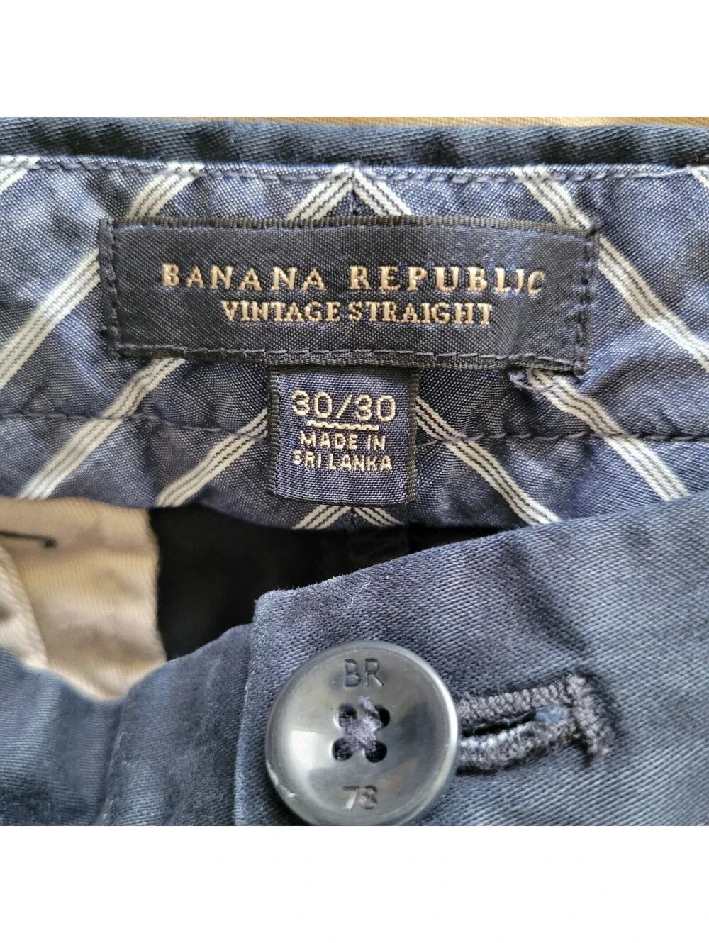 Banana Republic Vintage Straight Chino Pants Men's 30x30 Navy Blue Cotton